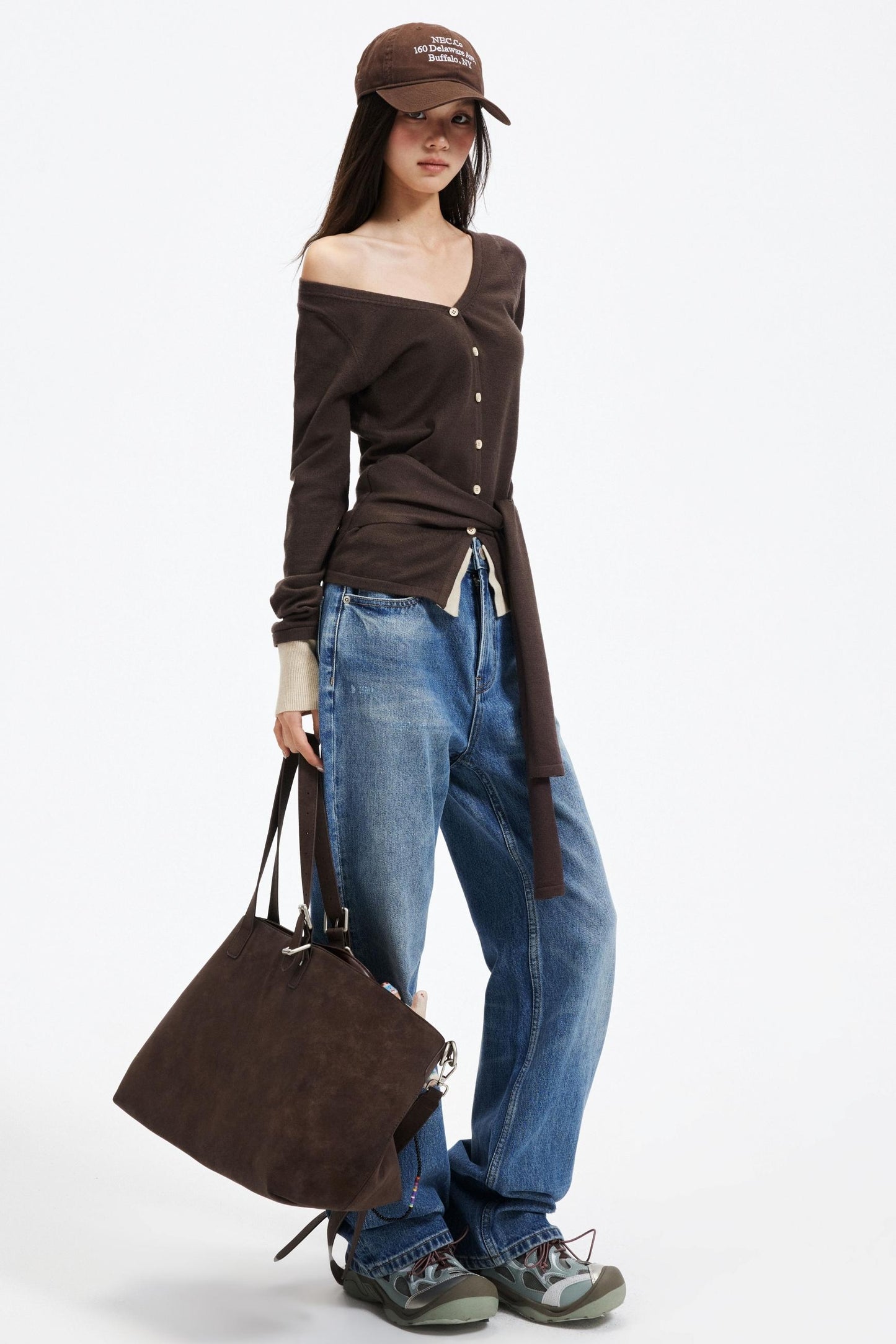 Washed Blue Ripped Denim Pants