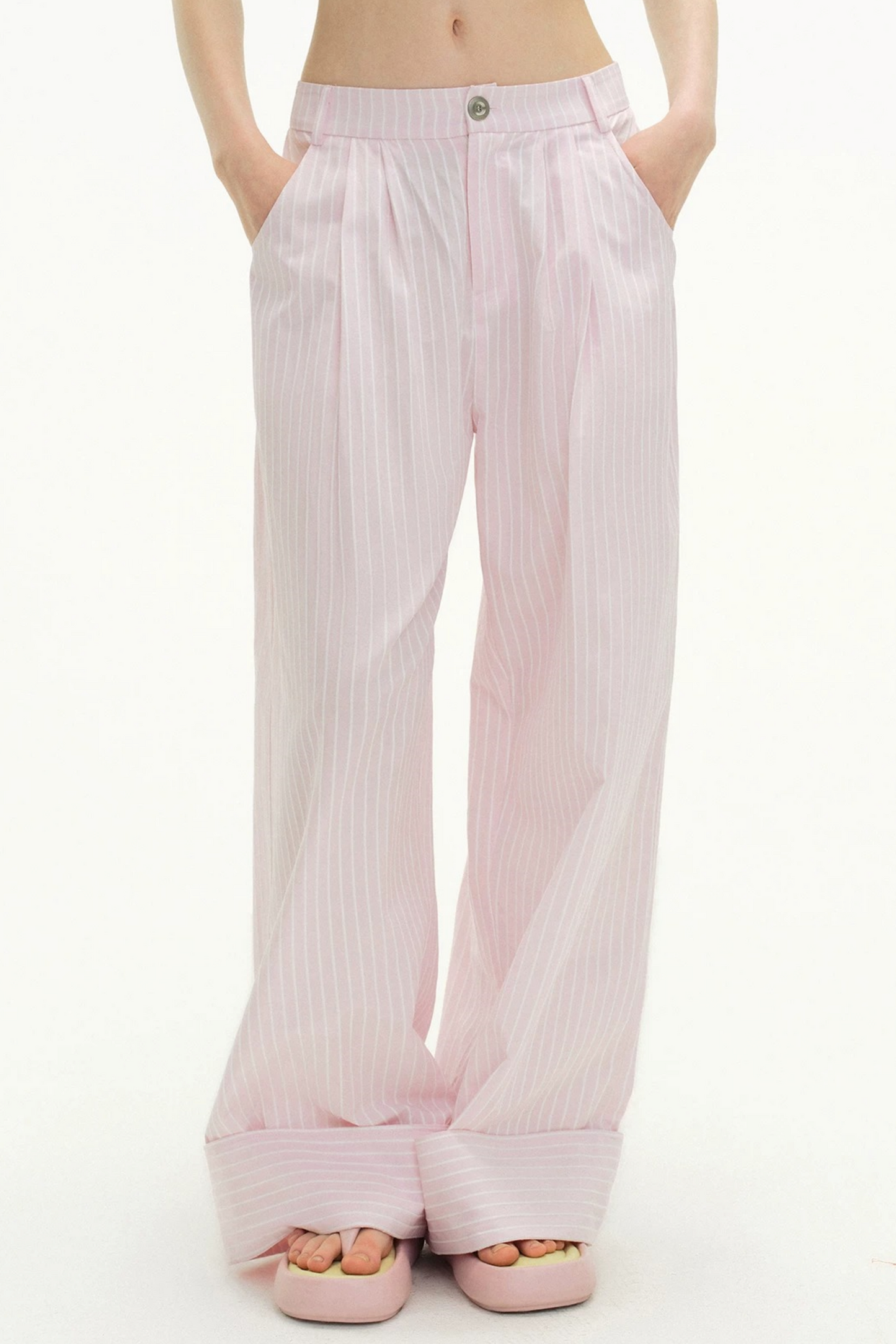 Pink Plaid Wide-Leg Pants