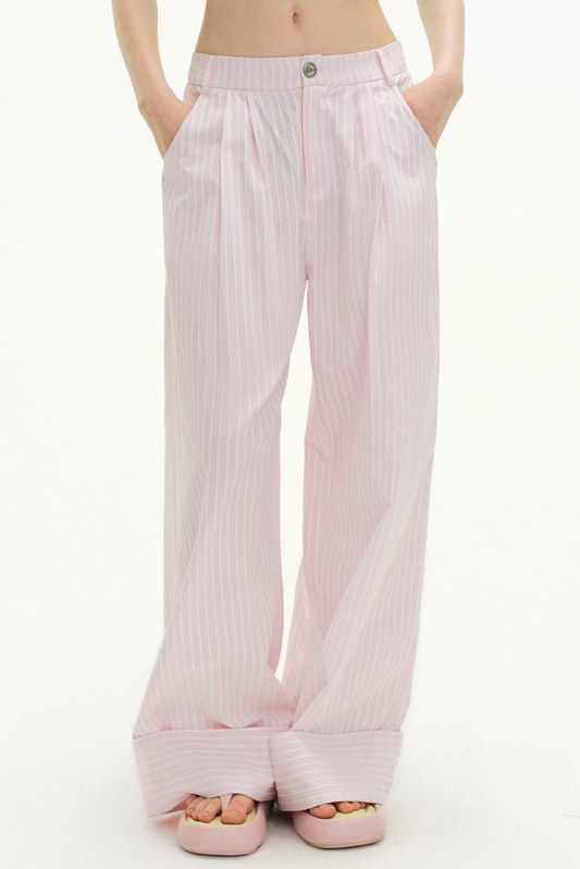 Pink Plaid Wide-Leg Pants