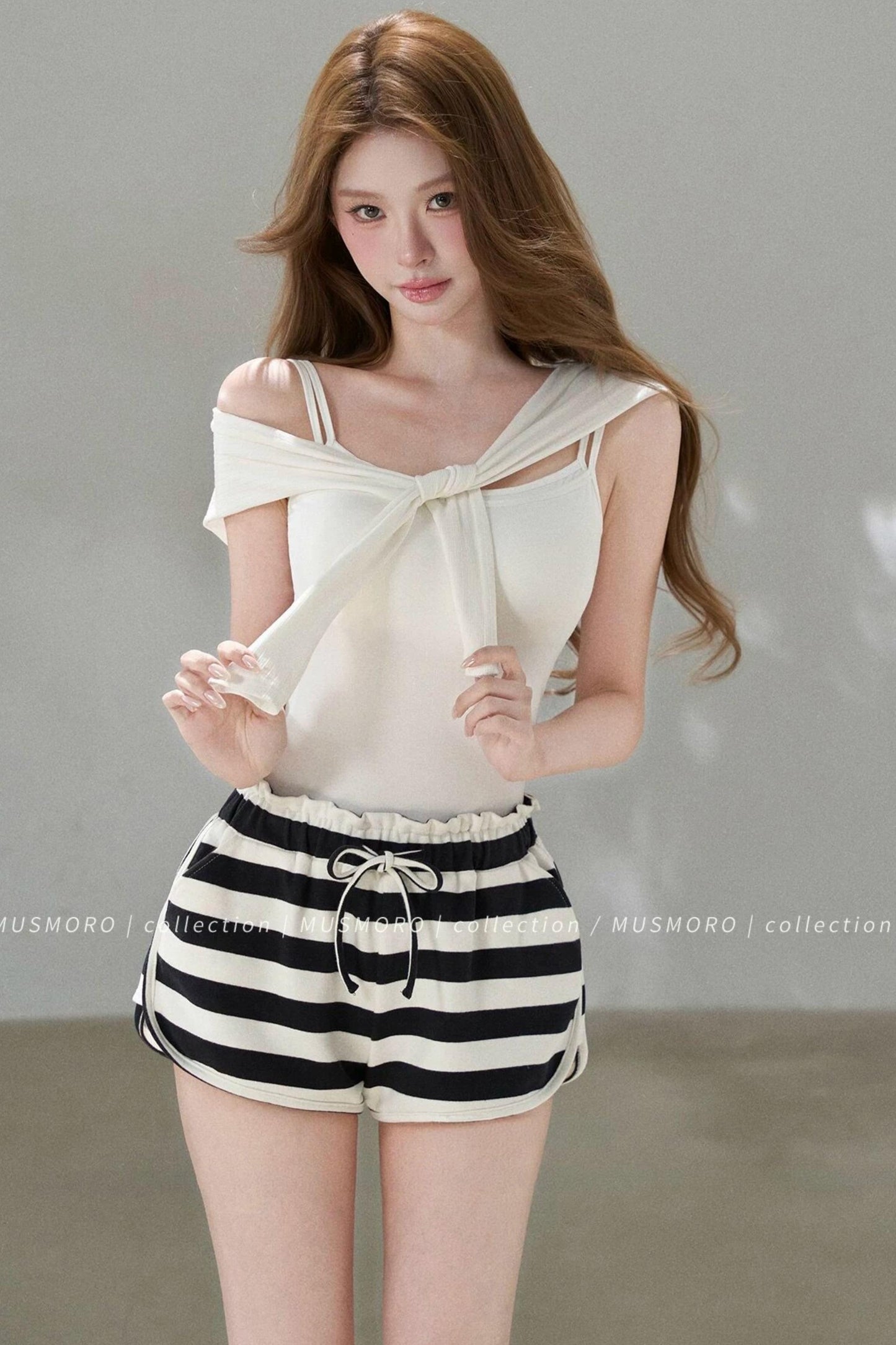 Pleated Floral Wide-Leg Shorts