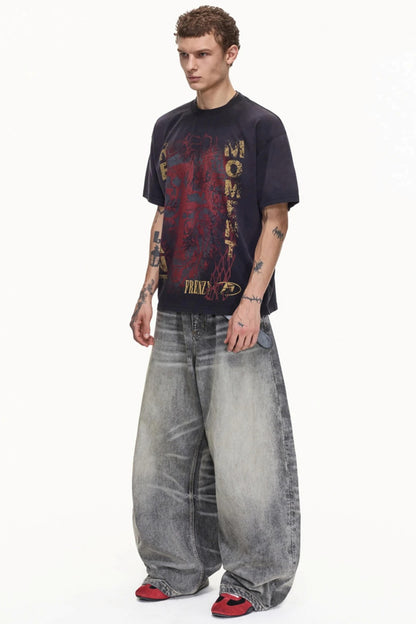 Retro Distressed Cotton T-Shirt