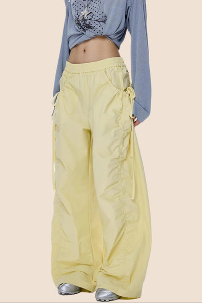American Yellow Wide Leg Cargo Pants