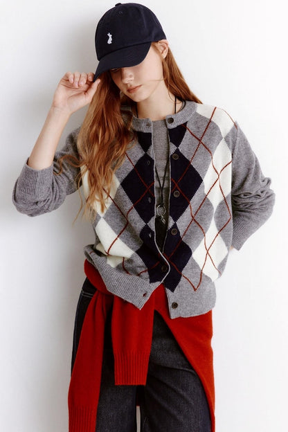 Velvet Diamond Crew Neck Cardigan