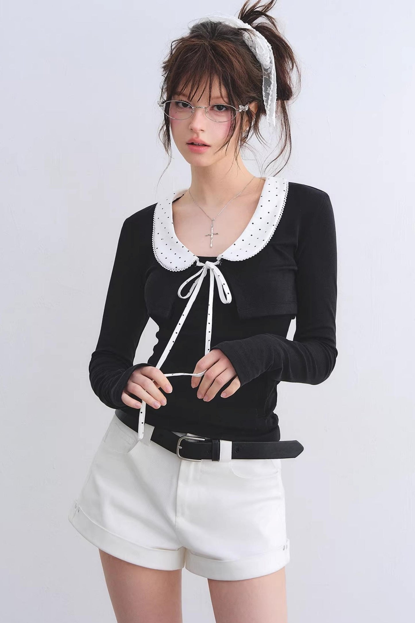 Polka Dot Lace Cardigan Set