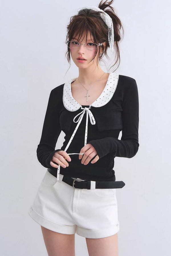 Polka Dot Lace Cardigan Set