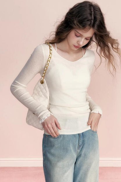 Linen Wool V-Neck Top