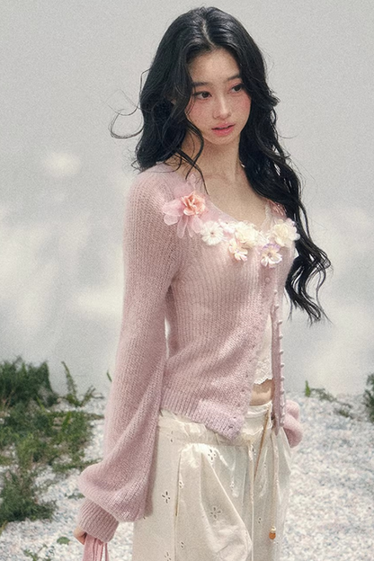 Spring Soft Breeze Floral Sweater Set-Up