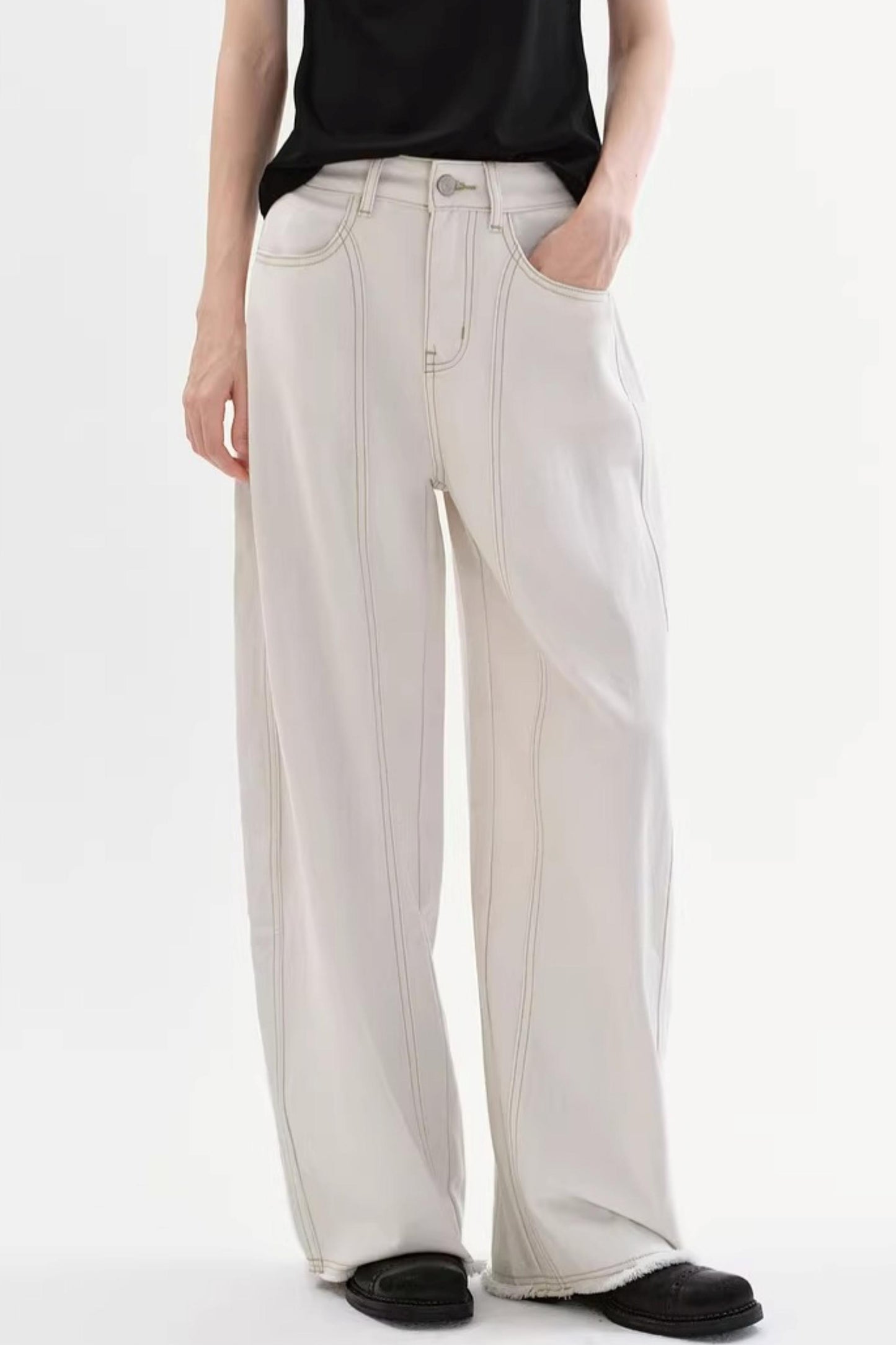 Minimalist Drape Wide-Leg Jeans