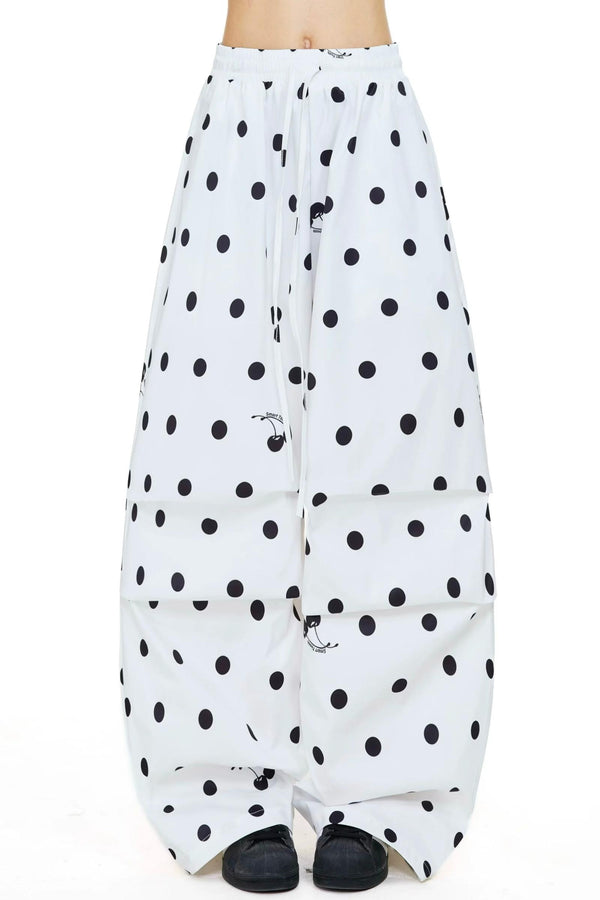 Retro Polka Dot Wide-Leg Casual Pants