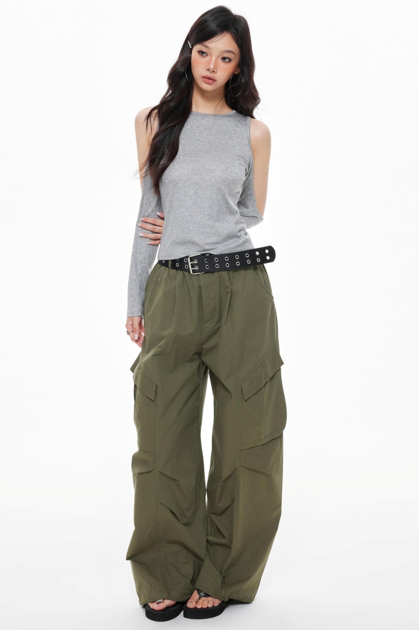 Vintage Gray Knitted Long Sleeve T-Shirt