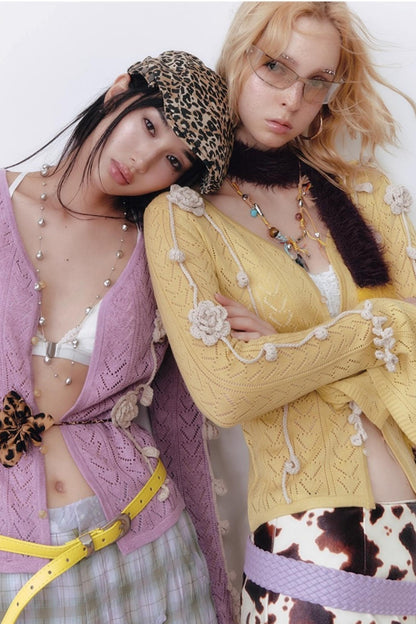 Wool Flower Cardigan