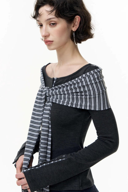 Off-the-Shoulder Striped Tops
