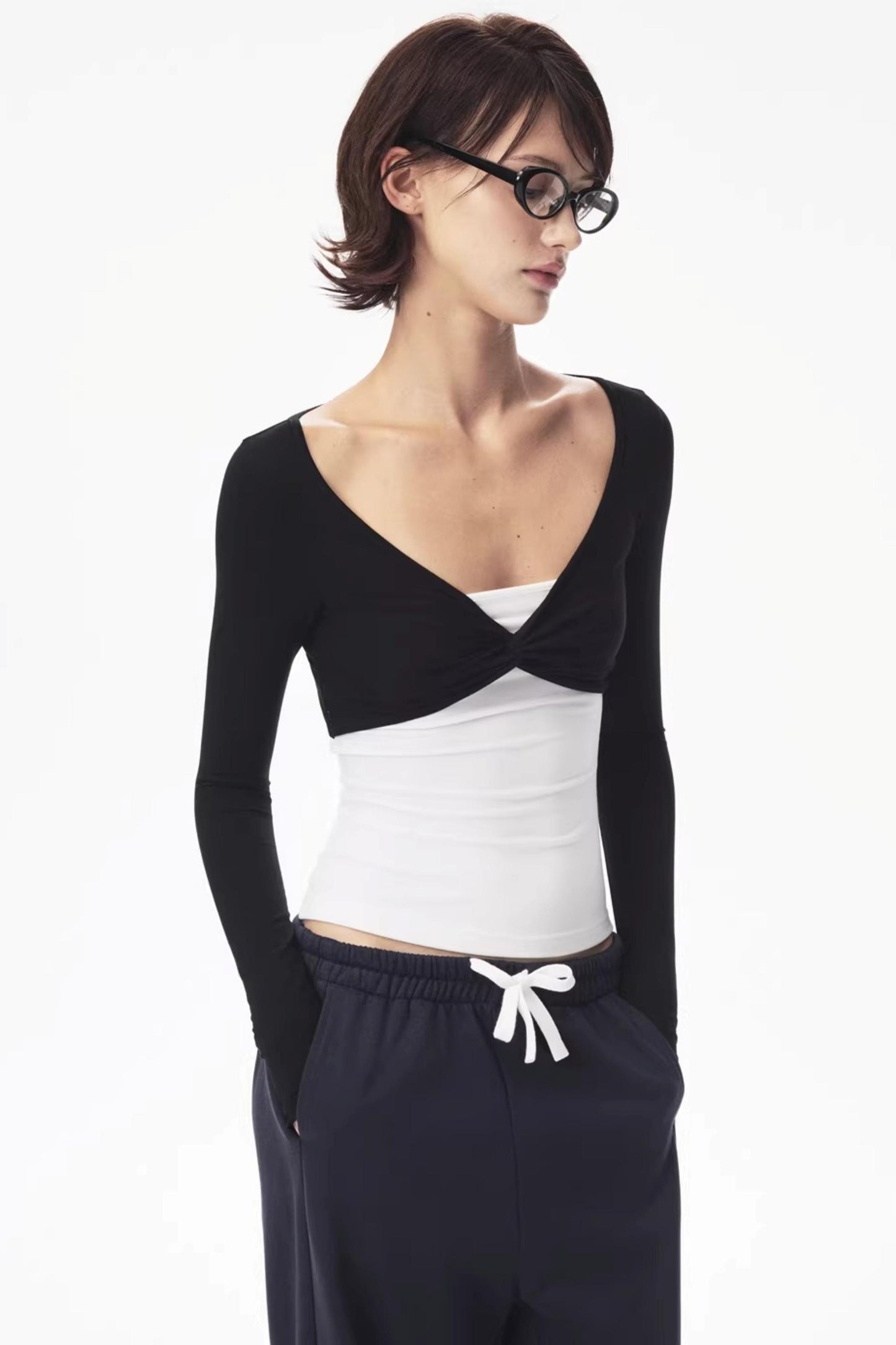 Color-Blocked Knot Design Top