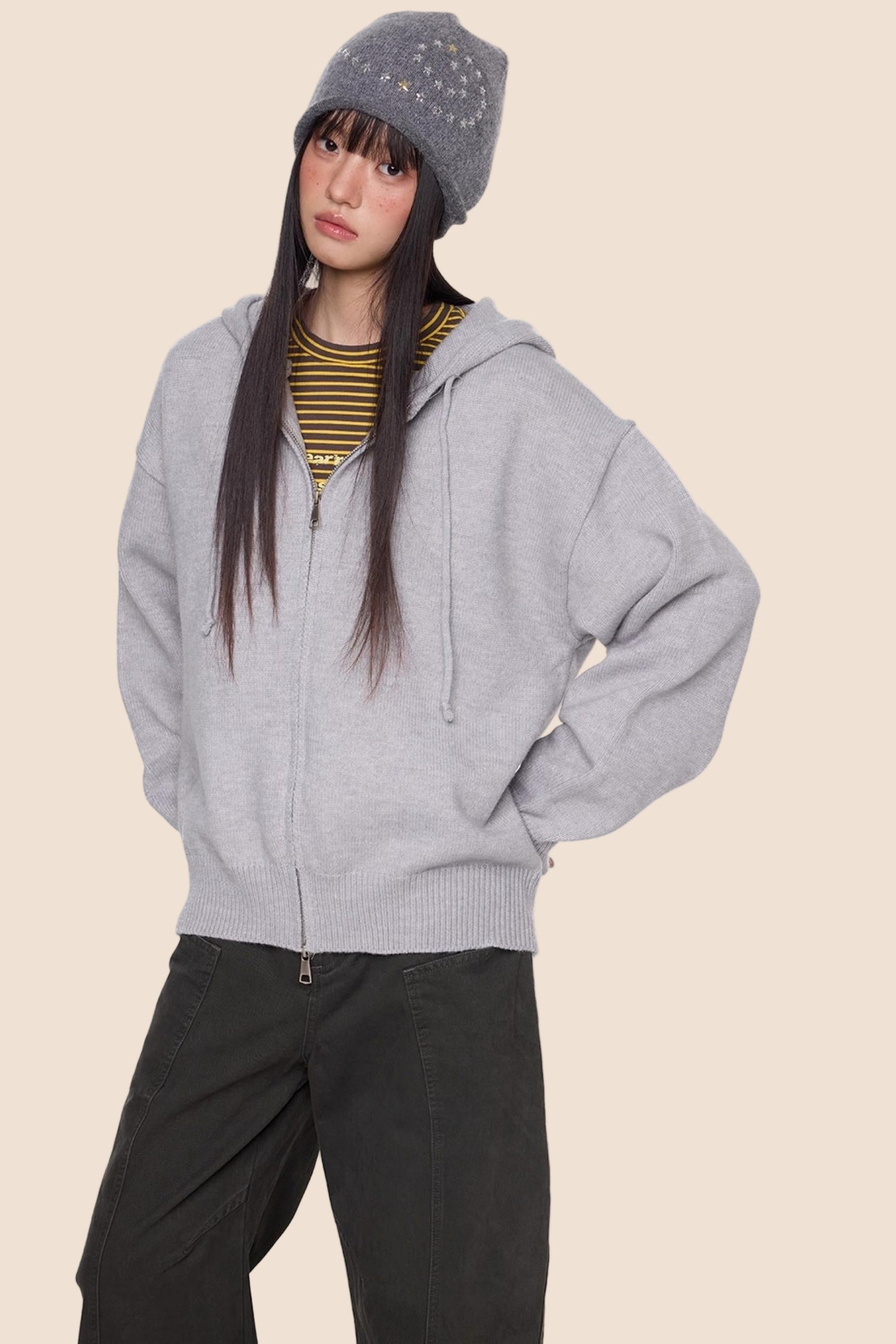 Fall Knit Hooded Cardigan