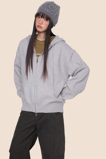 Fall Knit Hooded Cardigan