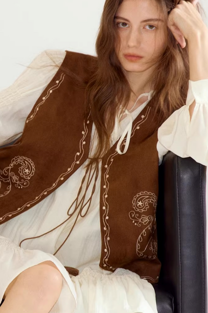 Color-Block Suede Vest