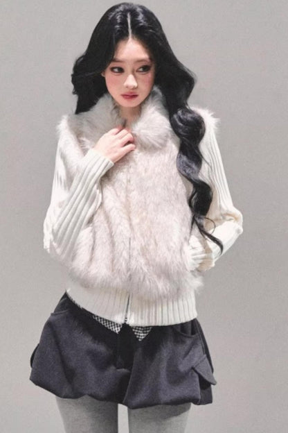 Soft Landing Fur Knit Jacket