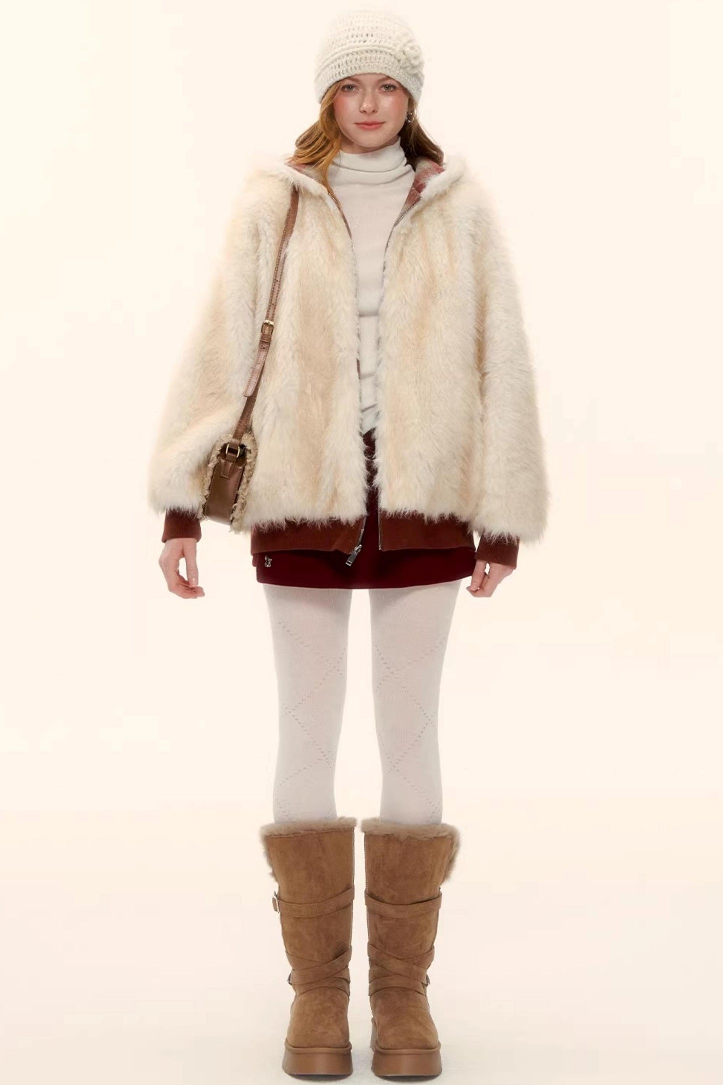 Reversible Plaid Plush Coat