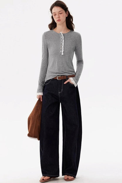 Ruffled Tencel Knit Base Layer Top