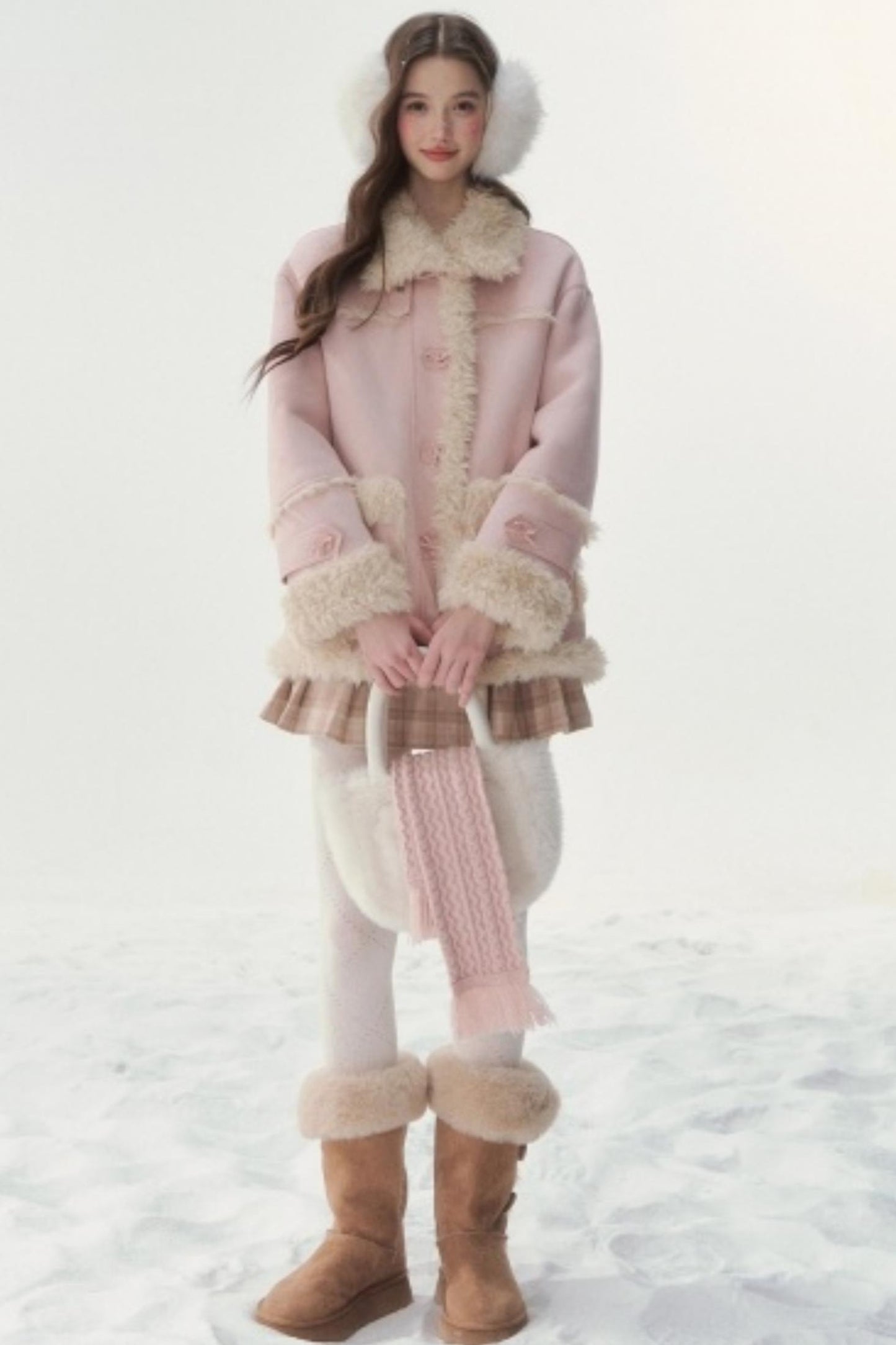 Pink and Blue Reversible Fur Coat