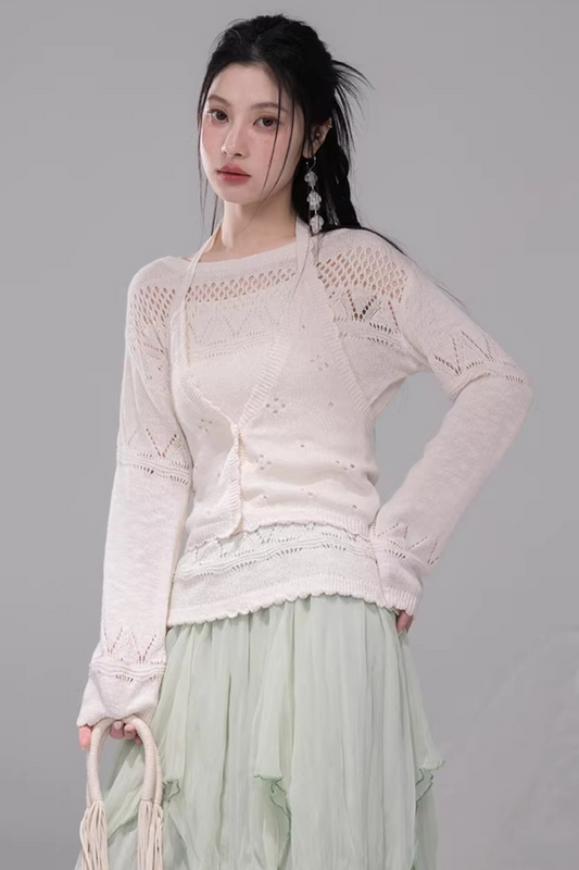 Translucent Cedar-Apricot Vest Set