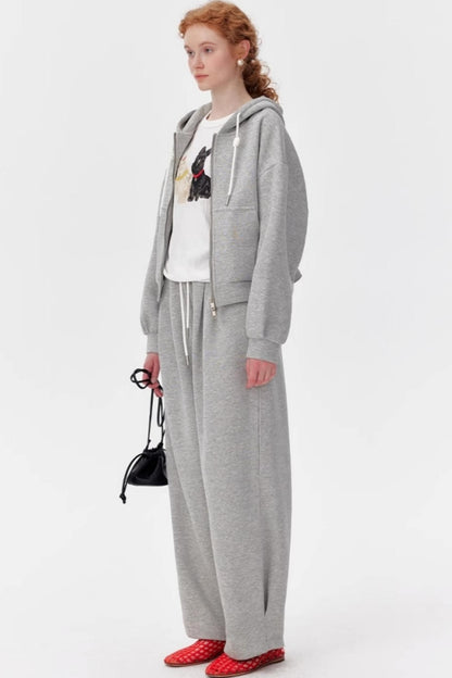 Gray Luxe Zip-Up Pants Set