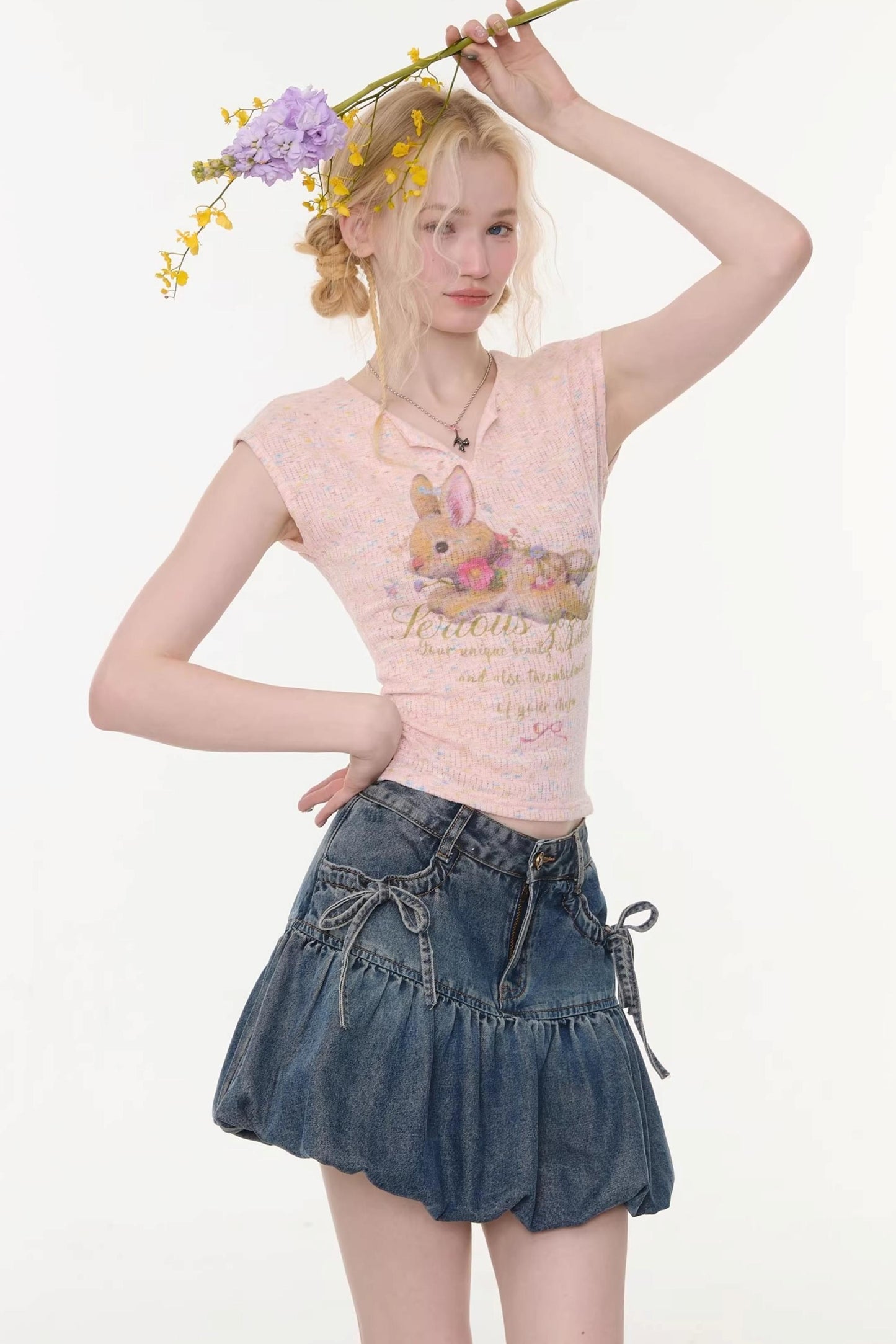 Textured Pink Rabbit T-Shirt