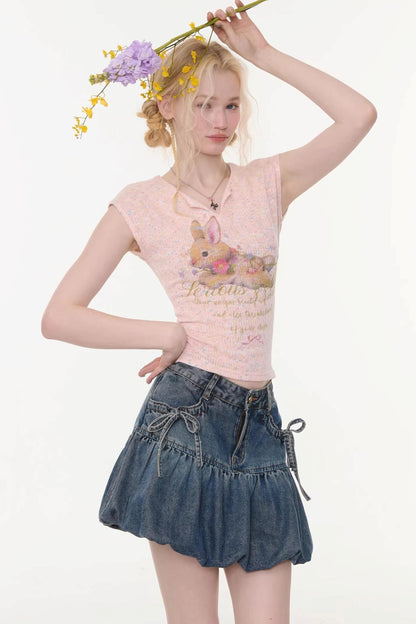 Textured Pink Rabbit T-Shirt