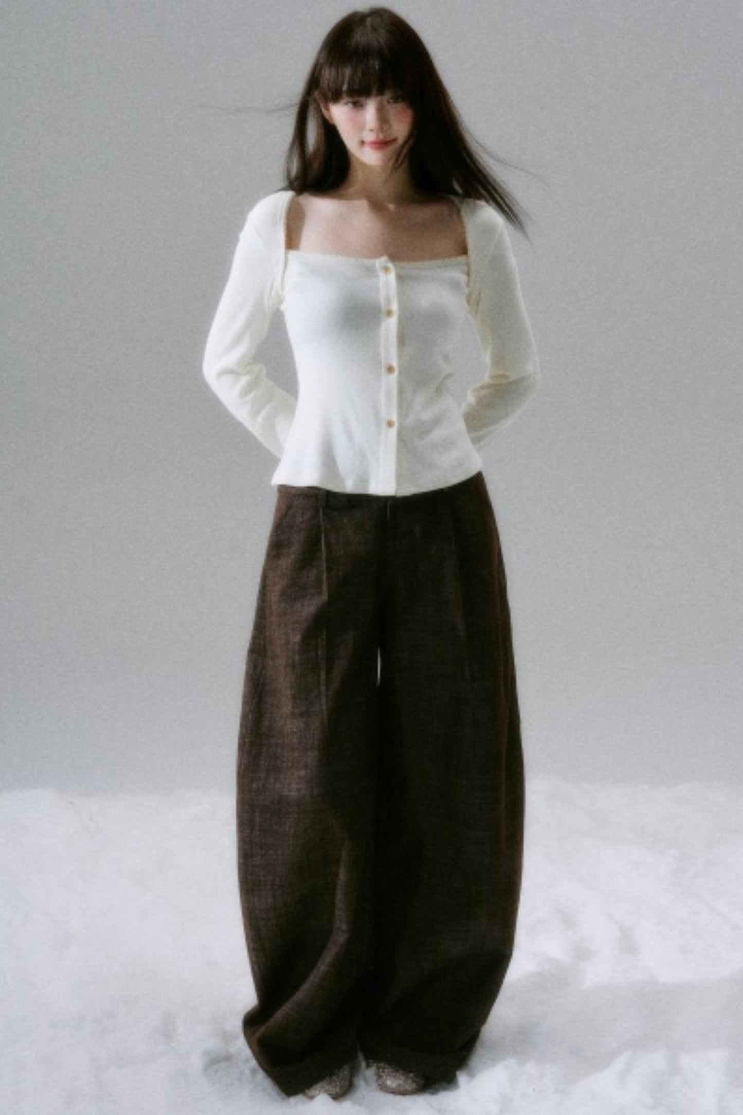 Lyocell Rabbit Fur Long-Sleeve Top