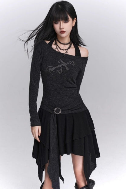 Halter Neck Off-Shoulder Dress