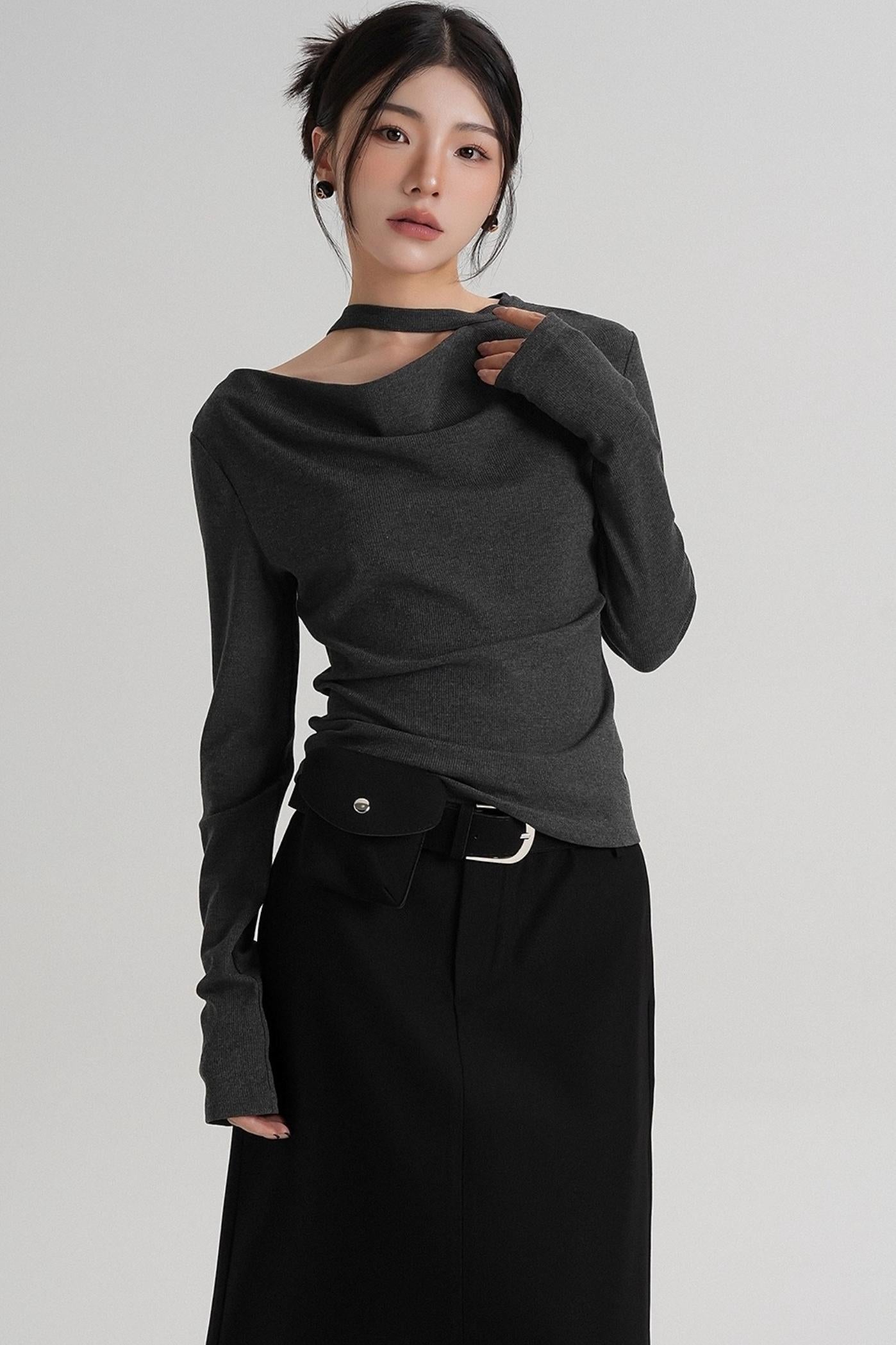 High-End Design Long-Sleeved T-Shirt Top