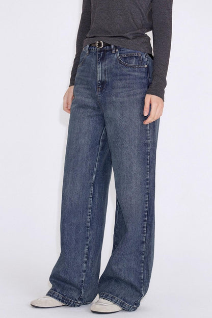 Straight Fit Retro Washed Straight Jeans