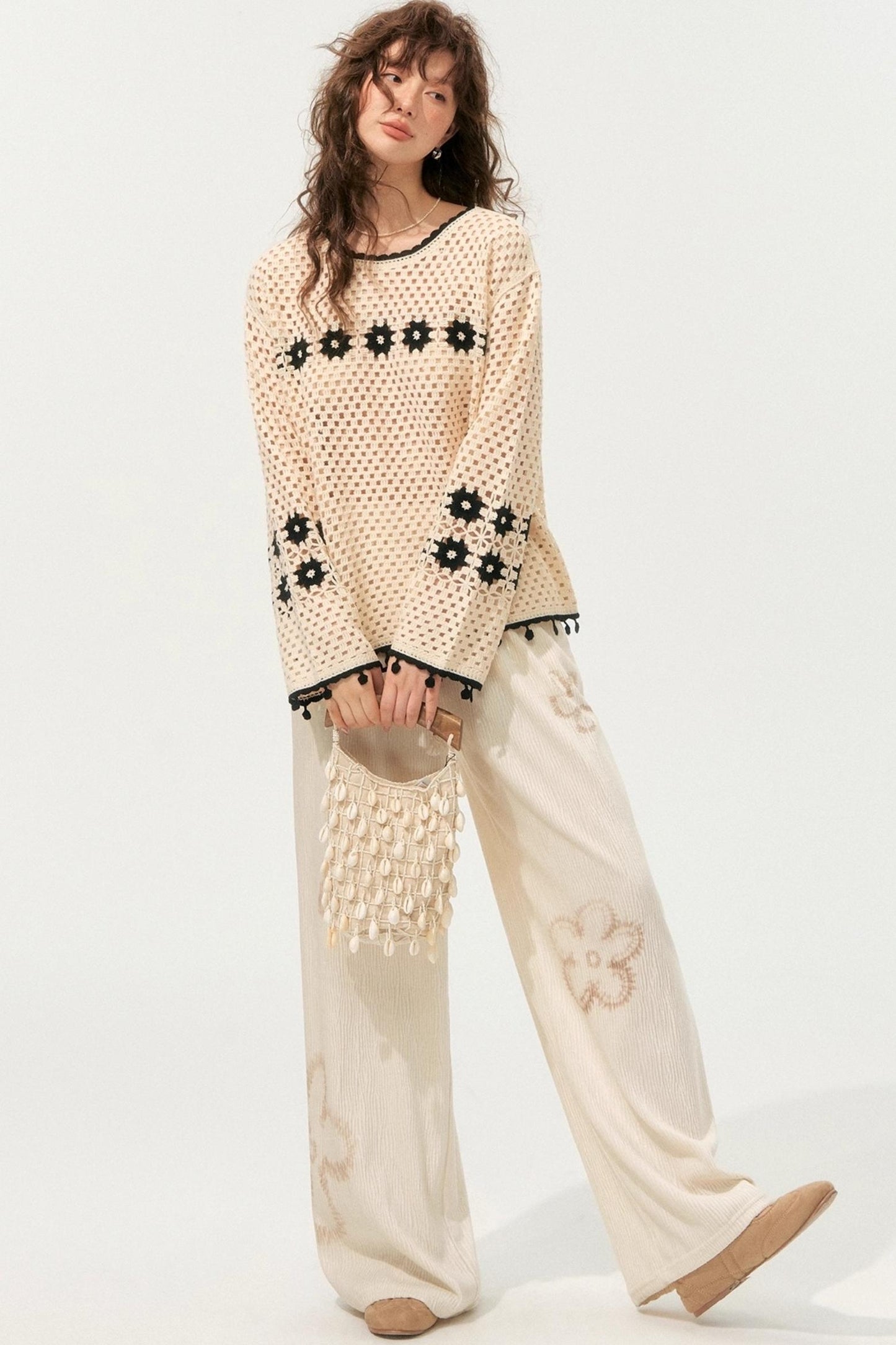 Boho Cut-Out Sweater Top