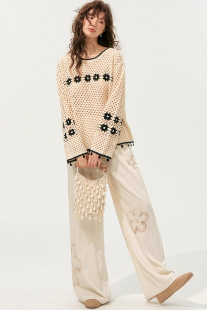 Boho Cut-Out Sweater Top