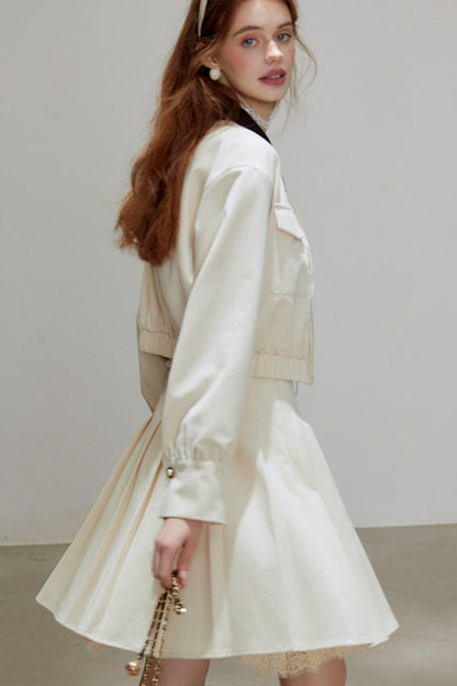 Autumn Lapel Short Coat Set-Up