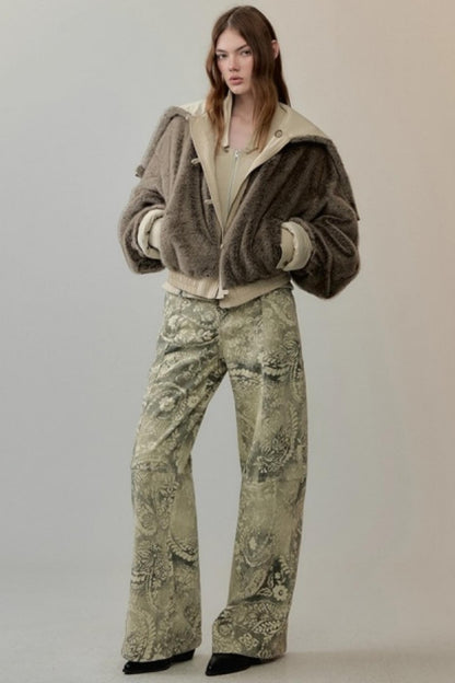 Two-Tone Velvet Suede Sweatshirt