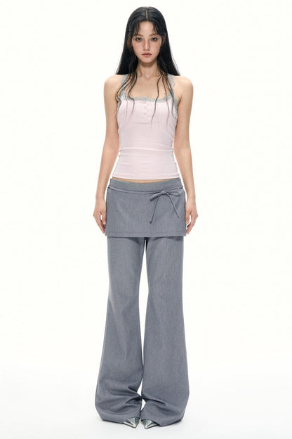 Summer Gray Wide Leg Suit Pants