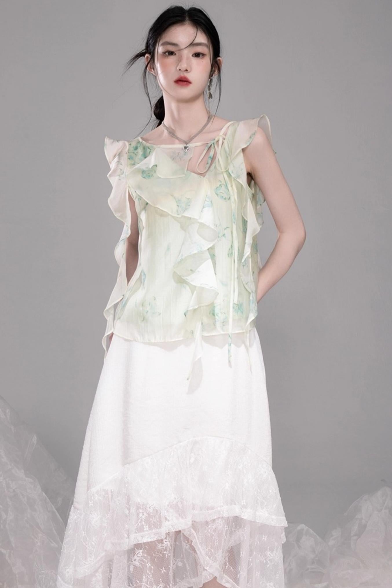 Qingbo Leaf Chiffon Shirt
