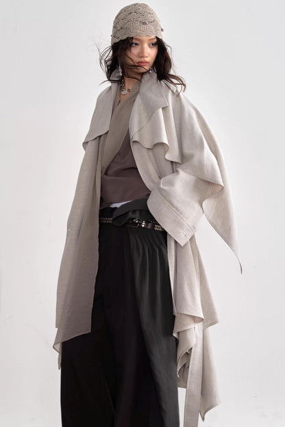 Gypsum White Linen Trench Coat