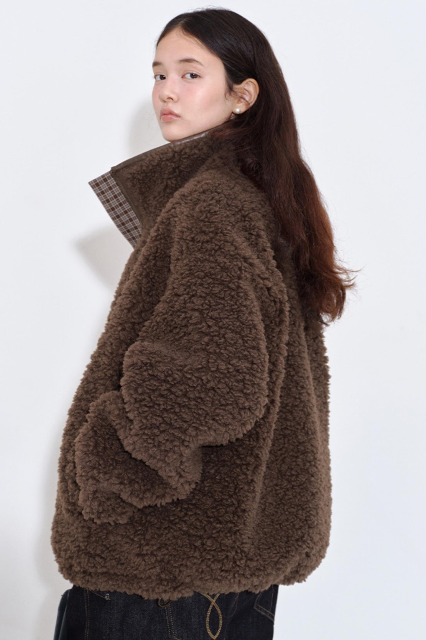 Wool Plaid Patchwork Coat