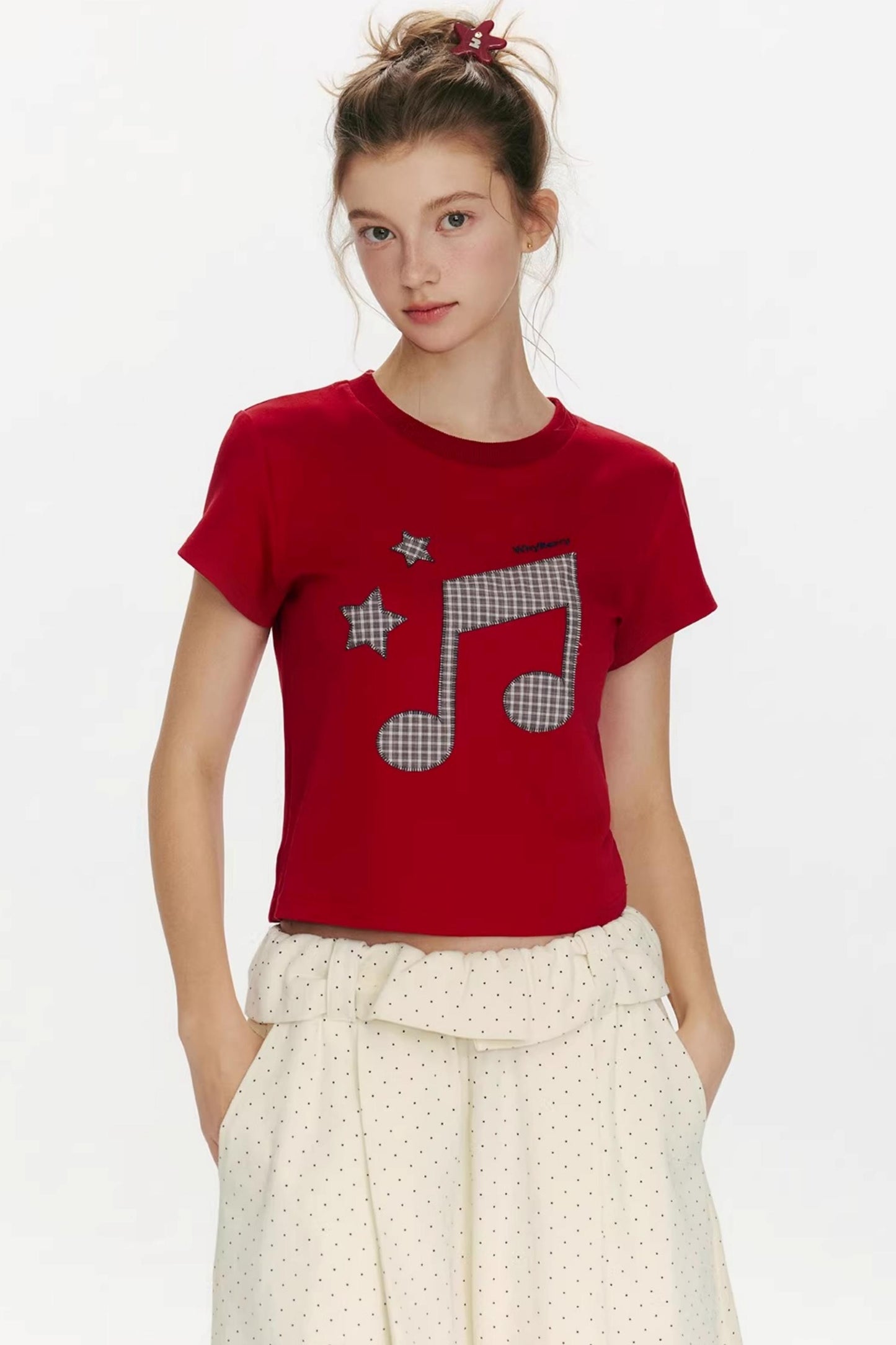 Kurzärmeliges Oberteil mit Notenprint