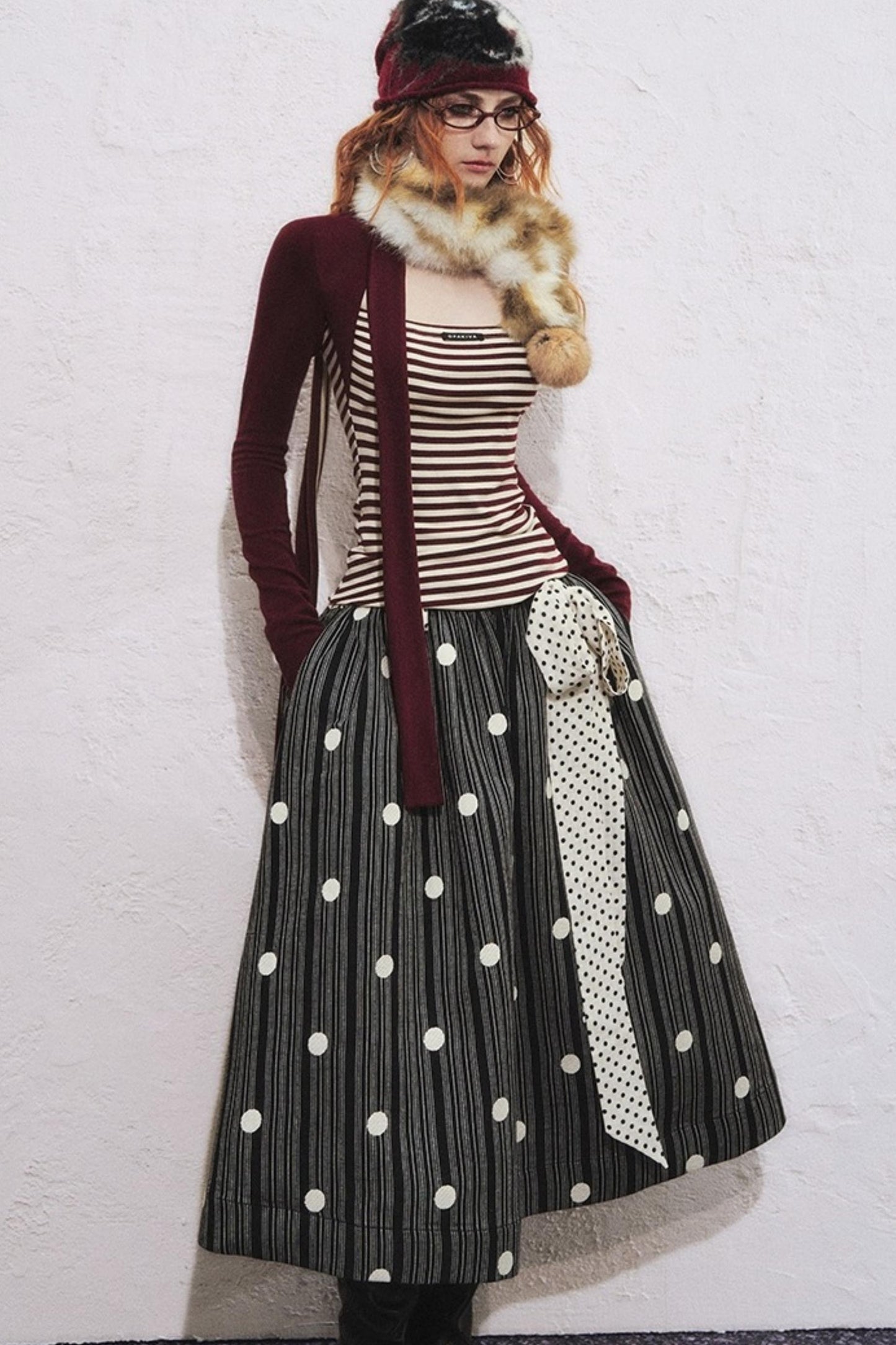 Multi-Colored Fur Ball Scarf