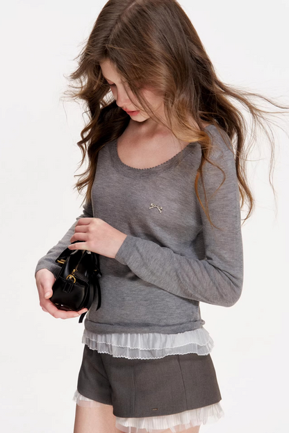 Misty Morning Lace Wool Sweater