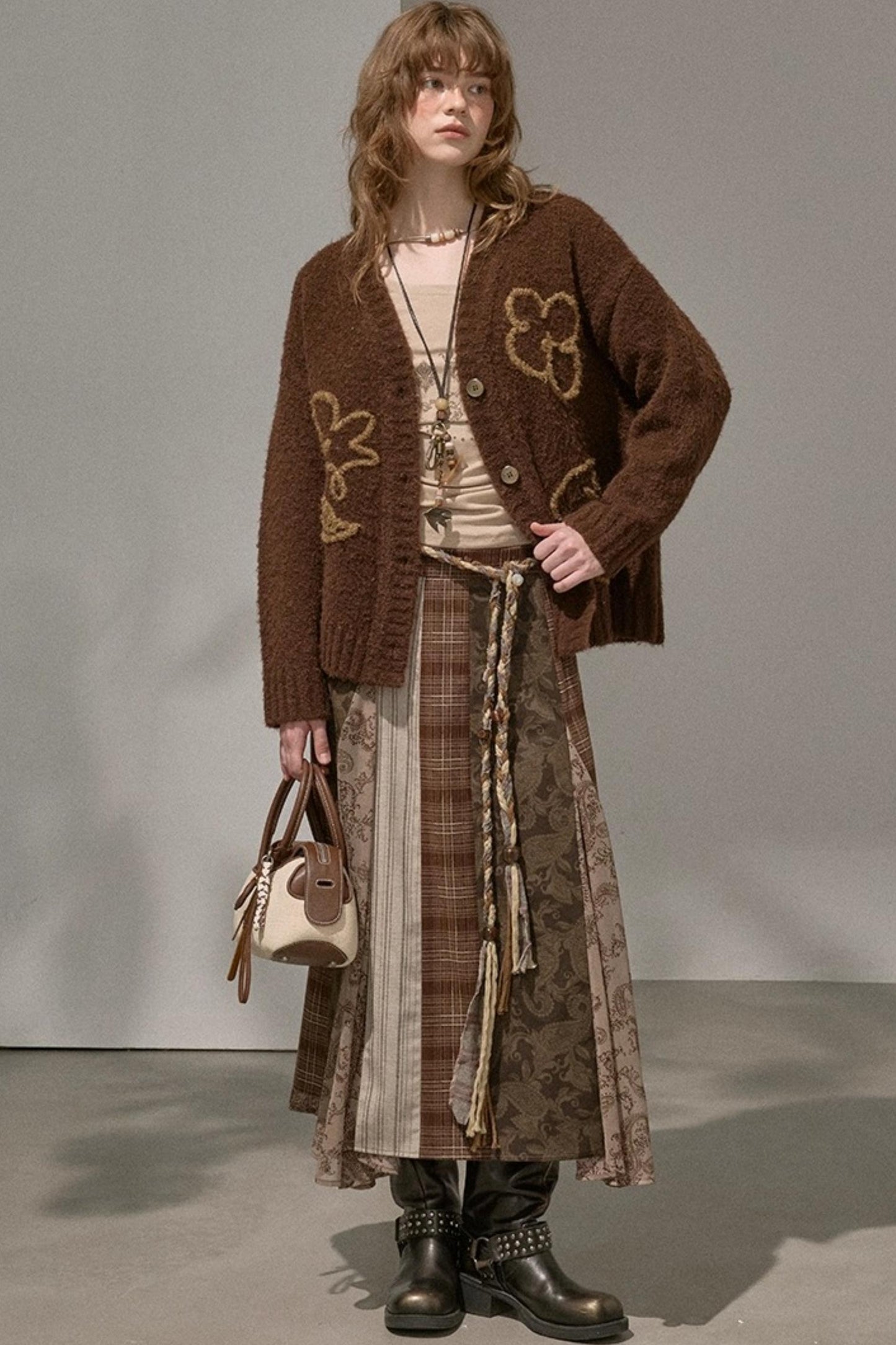 Vintage Floral Deconstructivism Midi Skirt