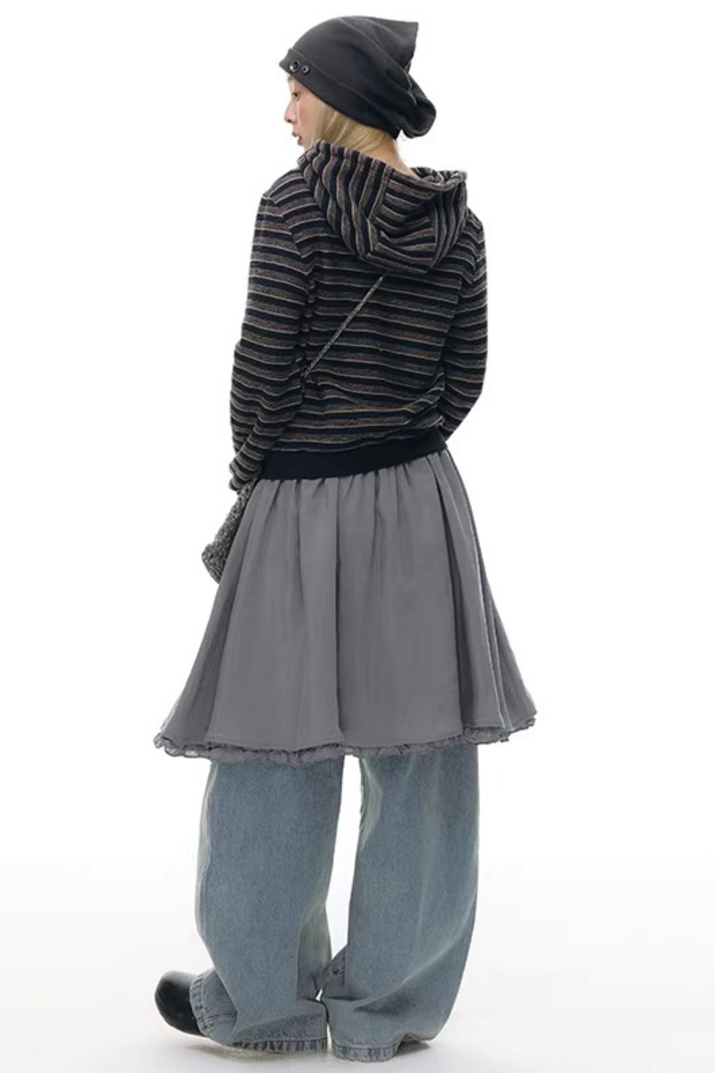 와플 니트 버튼 모자