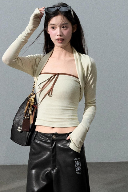 Fall Bandeau With Cardigan Set