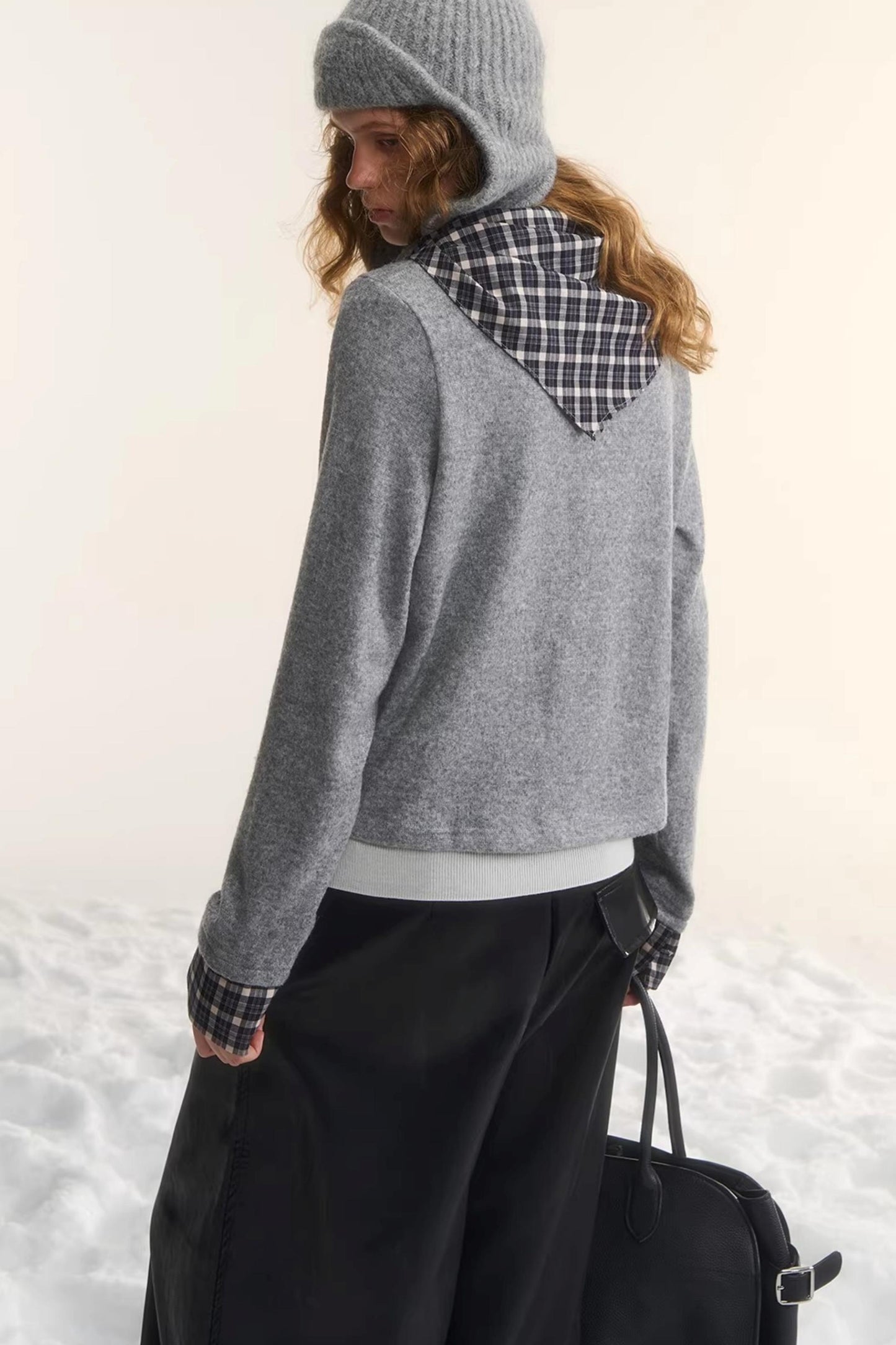 Wool Plaid Patchwork Cardigan