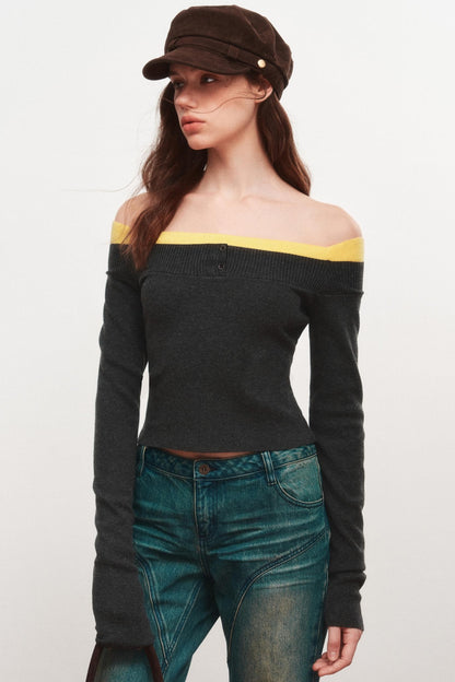 One-shoulder Knit Top