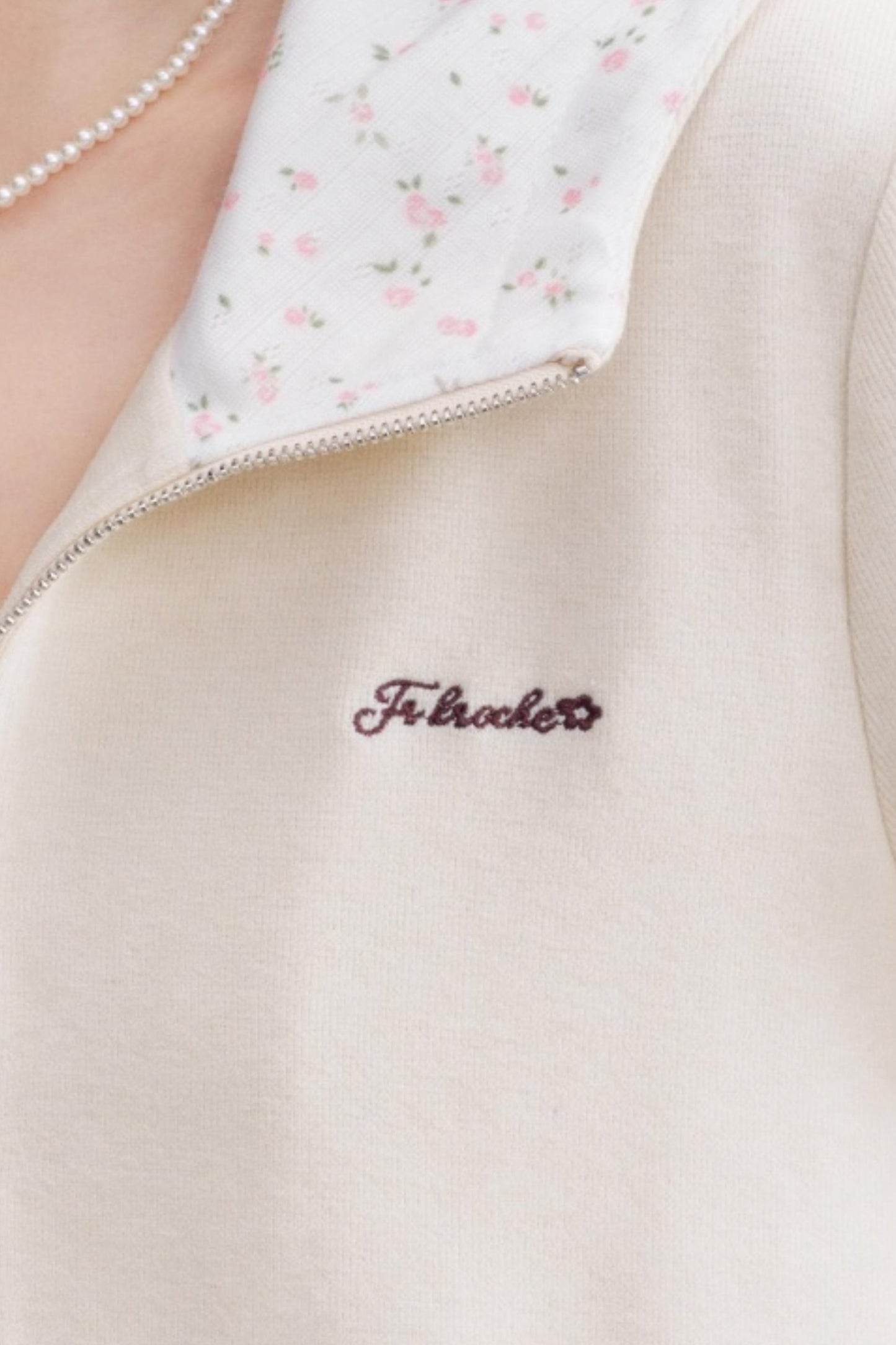 Rose Print Patchwork Hooded Jacket Set-Up