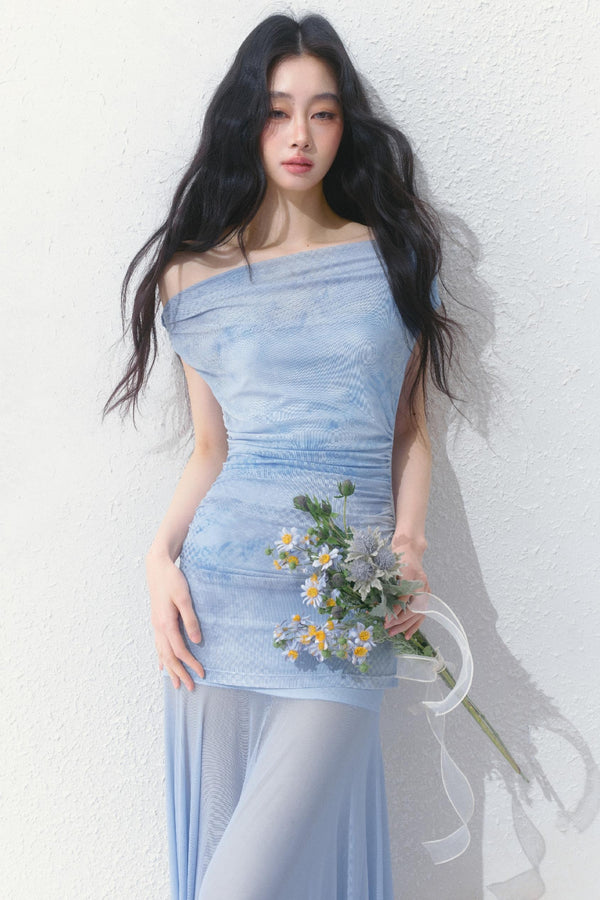 Blue Mist A-Line Dress Set-Up